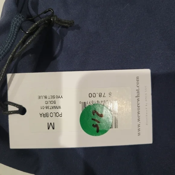 WeWoreWhat Women's Polo Bra, Size M Navy Blue V-Neck Collared Crop Top - Picture 6 of 6